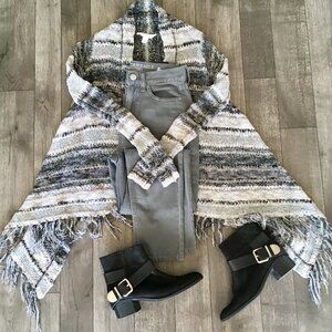 Sun & Shadow boho open knit drape cardigan sweater